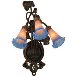10.5W Pink/Blue Pond Lily 3 Lt Wall Sconce