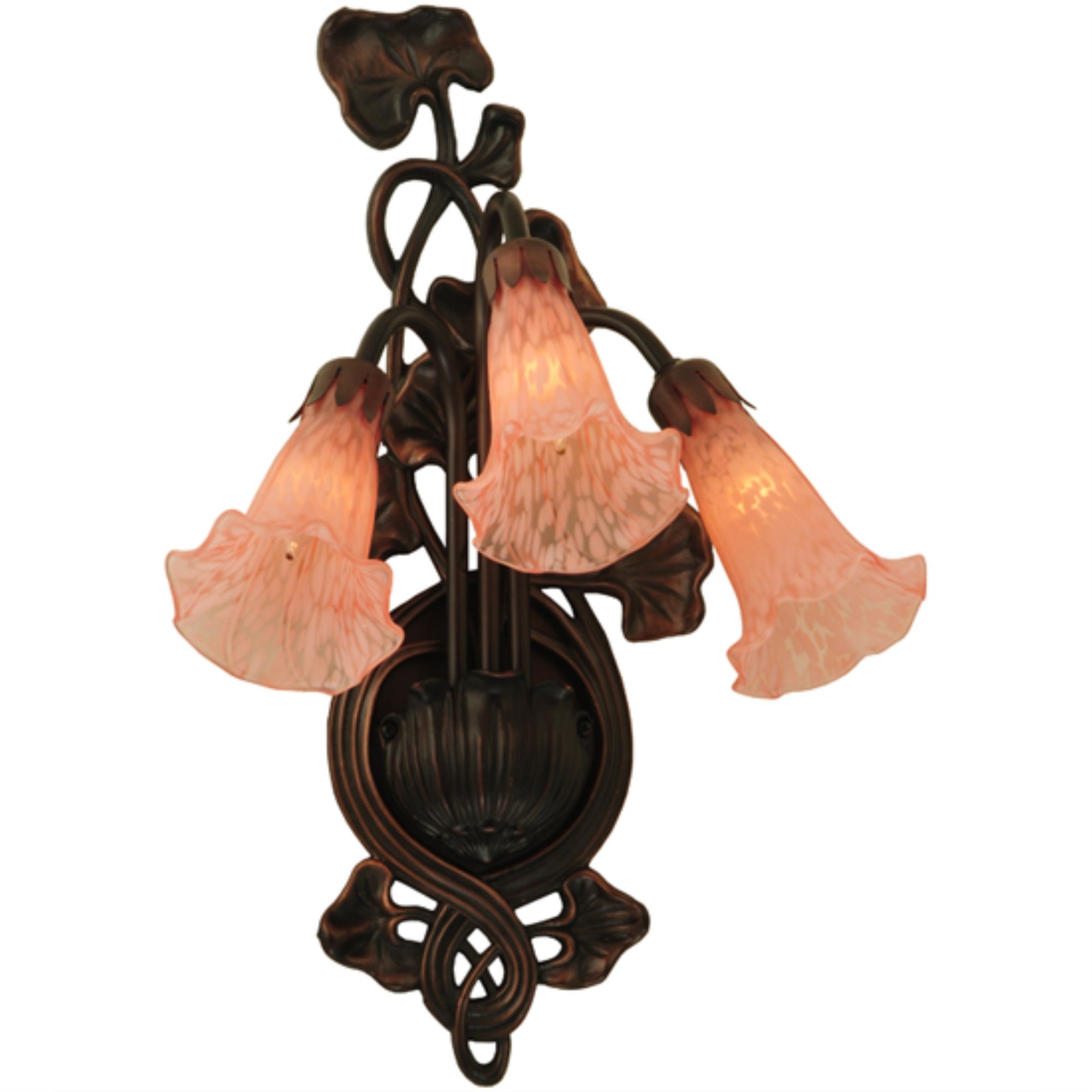 10.5W Pink Pond Lily 3 Lt Wall Sconce