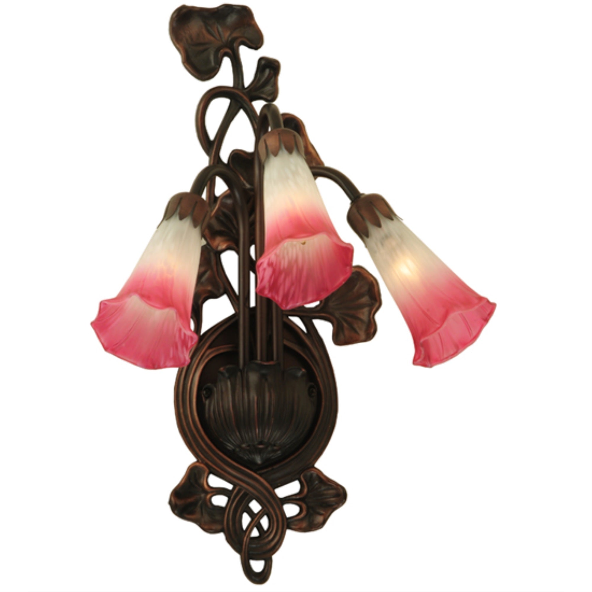10.5W Pink/White Pond Lily 3 Lt Wall Sconce