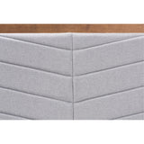 Baxton Studio Iden Modern And Contemporary Light Grey Fabric Upholstered And Walnut Brown Finished Wood Queen Size Headboard