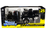 1966 Chevrolet C60 Flatbed Truck Matt Black and 1993 Chevrolet 454 SS Pickup Truck Matt Black Muscle Transports Series 1/64 Di