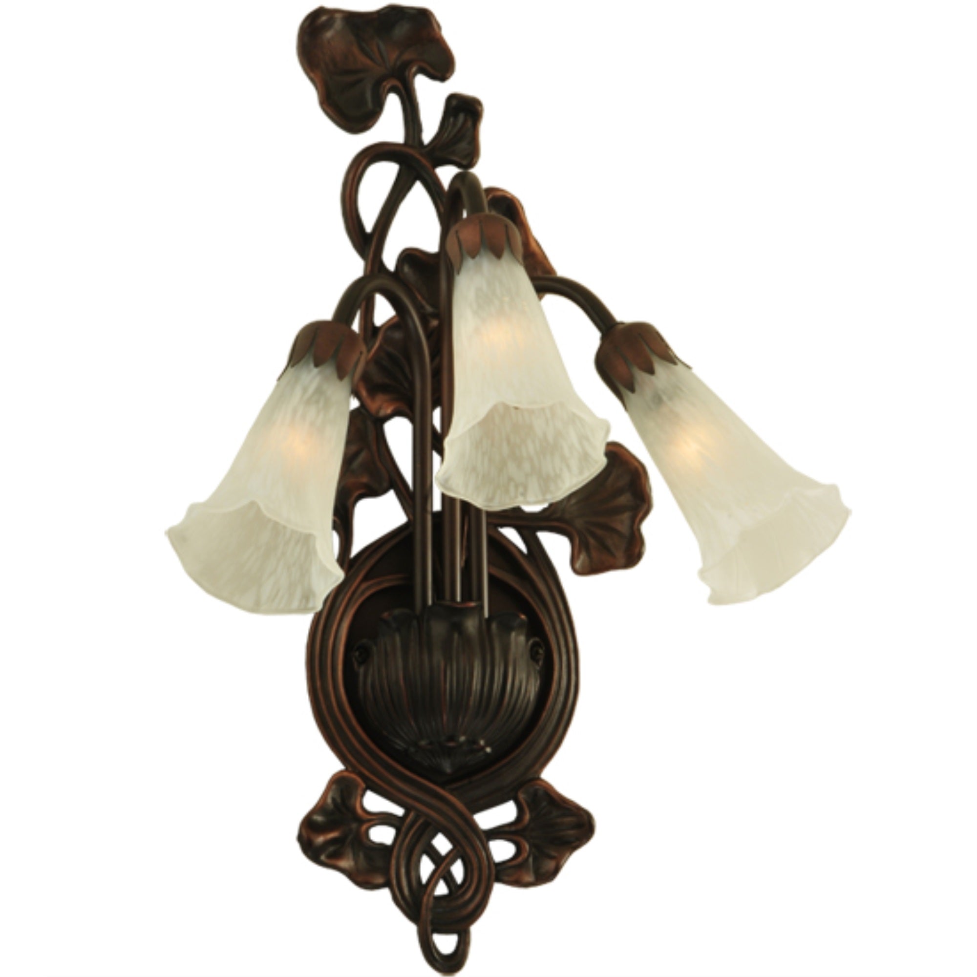 10.5W White Pond Lily 3 Lt Wall Sconce