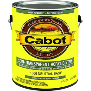 1200799 Stain St Ds Neut Bs Gl Cabot Semi-Transparent Tintable Neutral Base Water-Based Penetrating Waterborne Siding Stain 1 Ga