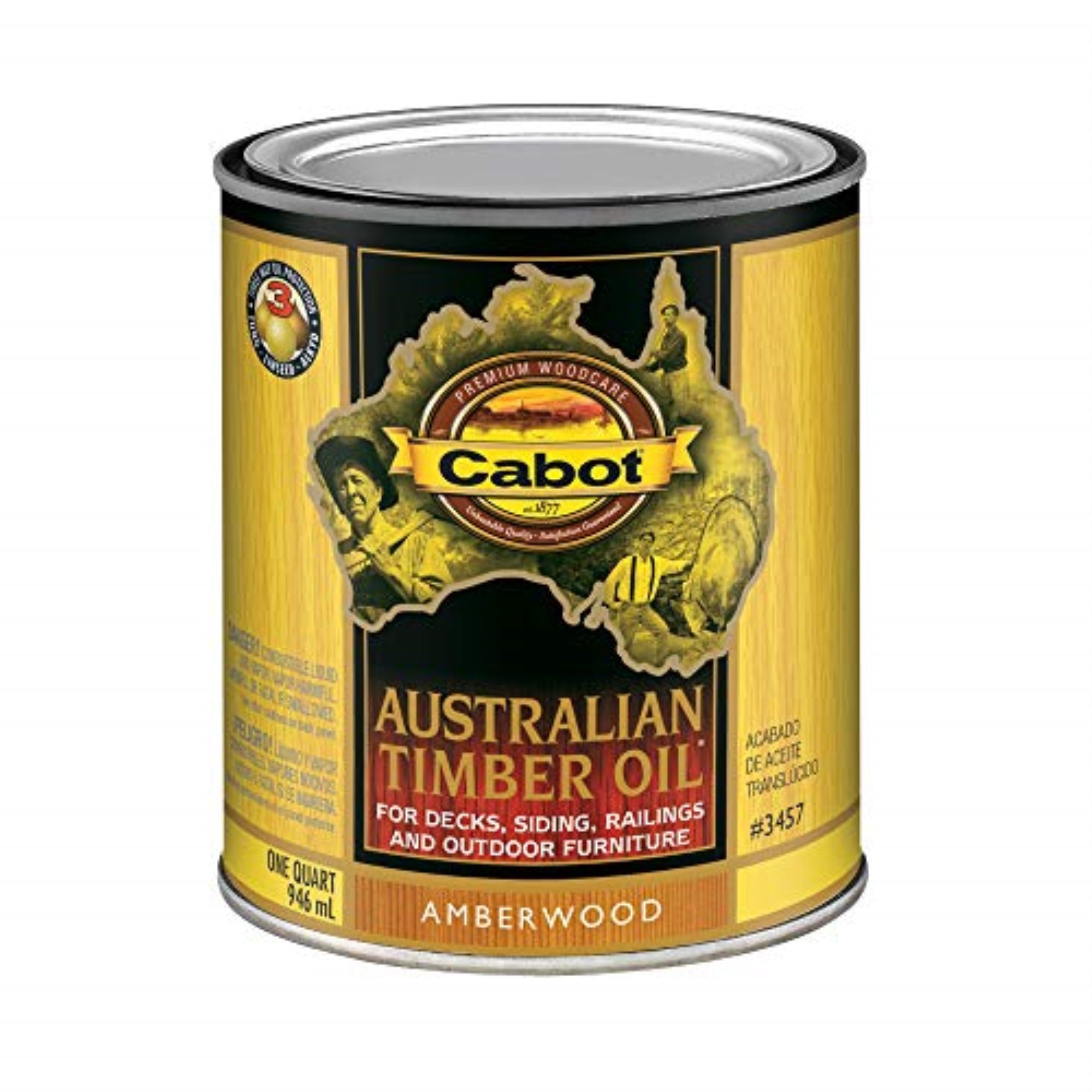 1200849 Oil Aust Tmbr Amberwd Qt Cabot Transparent Amberwood Oil-Based Australian Timber Oil 1 Qt (Pack Of 4)