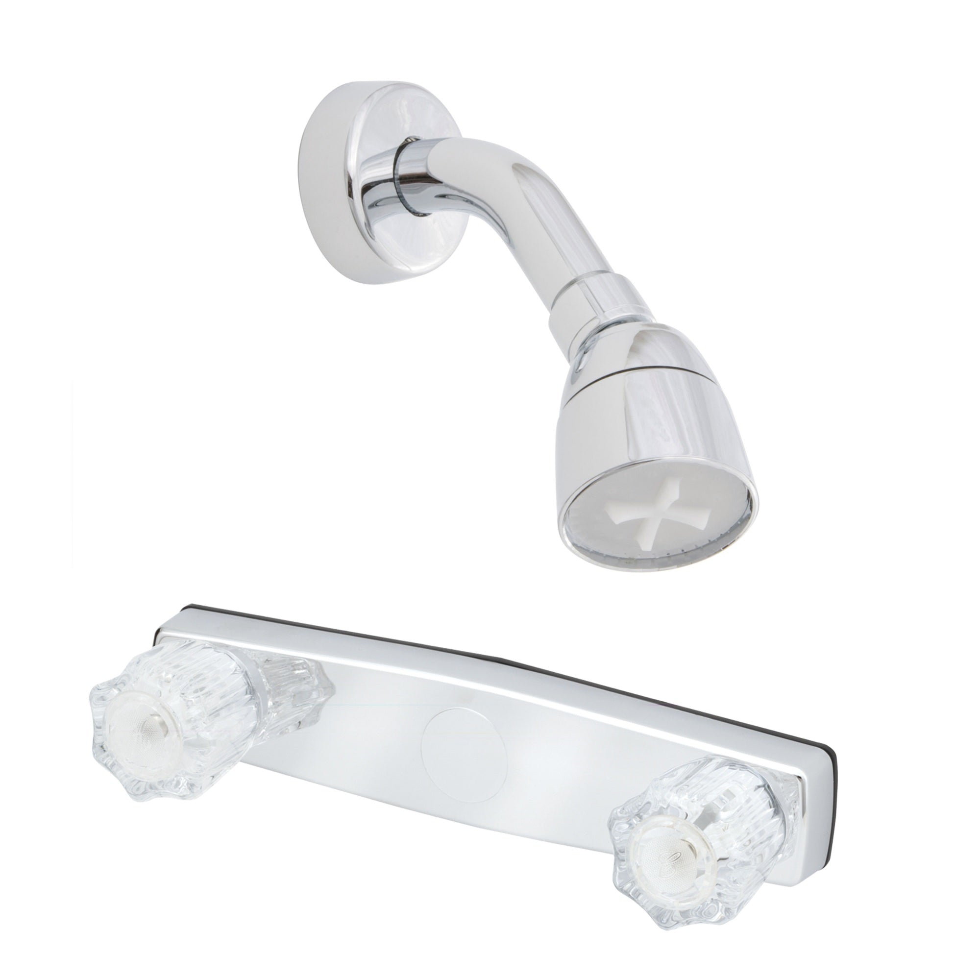 American Brass J59 Rv Metal Shower Valve With Crystal Handles And Shower Head - 8'', Chrome