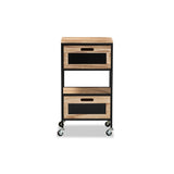 Baxton Studio Olinda Modern Industrial Oak Brown Finished Wood And Black Metal 2-Drawer End Table