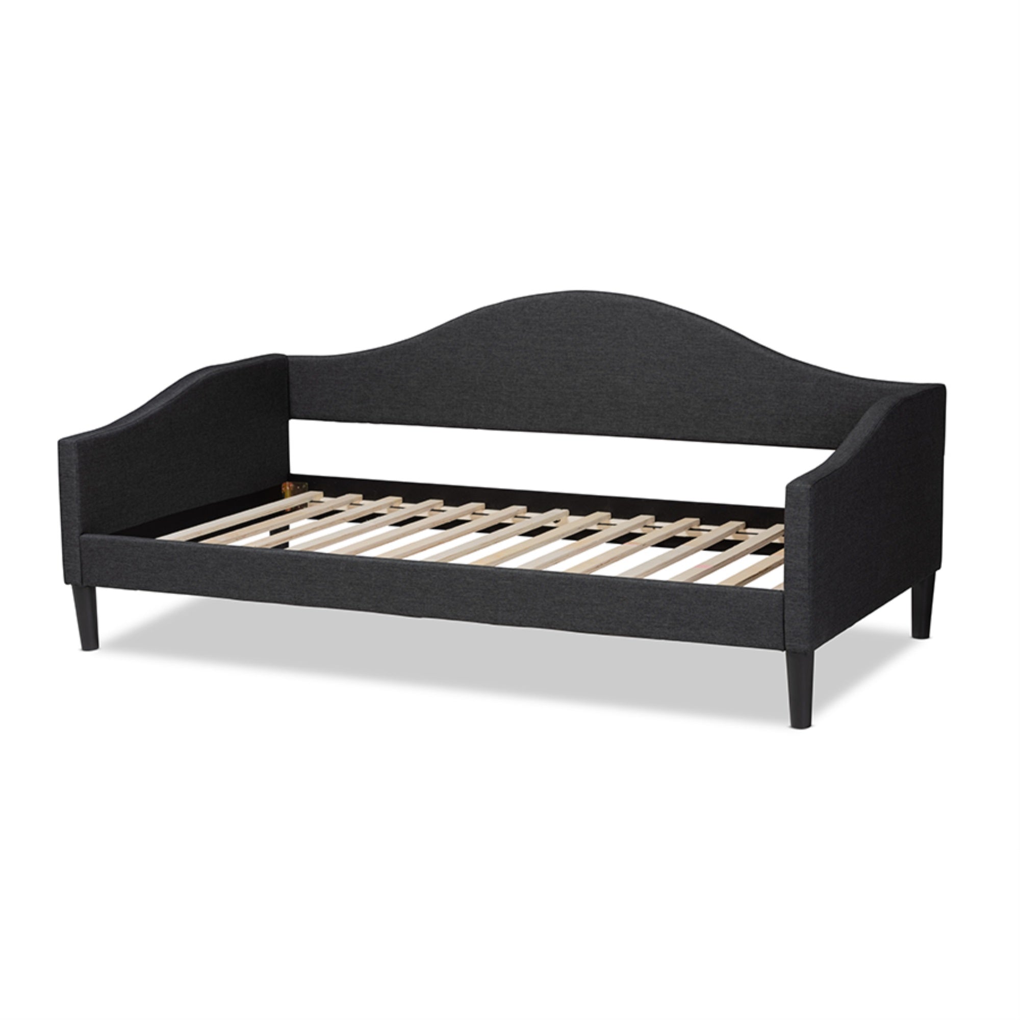 Baxton Studio Milligan Modern And Contemporary Charcoal Fabric Upholstered And Dark Brown Finished Wood Twin Size Daybed
