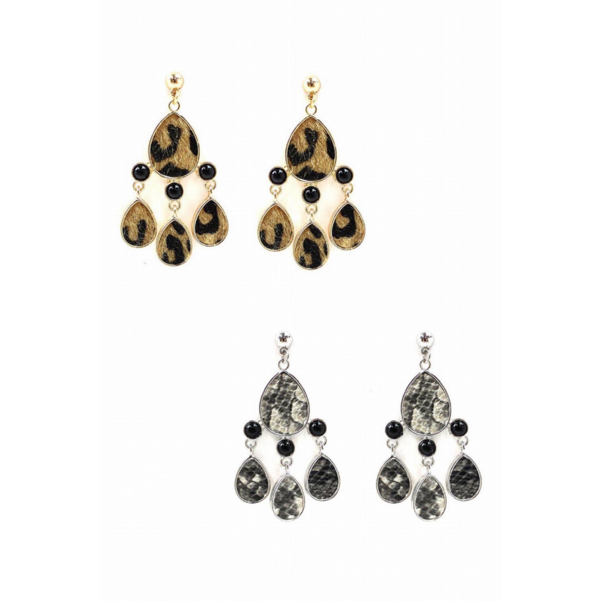 Animal Printed Drop Dangle Post Earrings ( Variety Colors Available ) By Dobbi