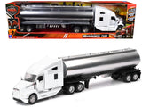 Kenworth T680 Truck White with Oil Tanker Trailer Chrome Long Haul Trucker Series 1/32 Diecast Model by New Ray