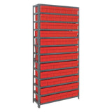 13 Shelf Open Unit W/72 Red Bins