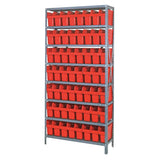 13 Shelf Open Unit With 36 Red Bins