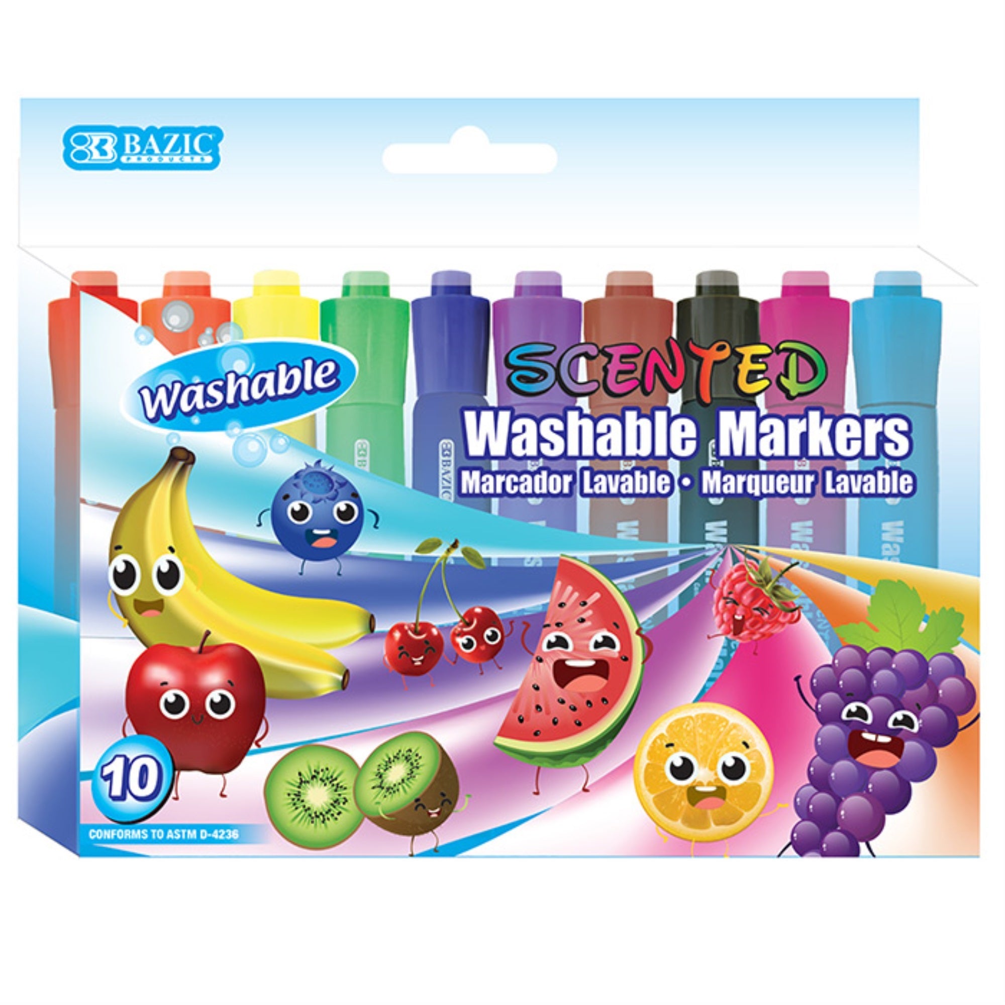 Bazic 10 Colors Washable Scented Markers / Box Qty - 24