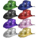 Assorted Light Up Sequin Cowboy Hat with Stitching Pack of 12