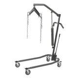 Hydraulic Patient Lift with Six Point Cradle, 5 Casters, Silver Vein