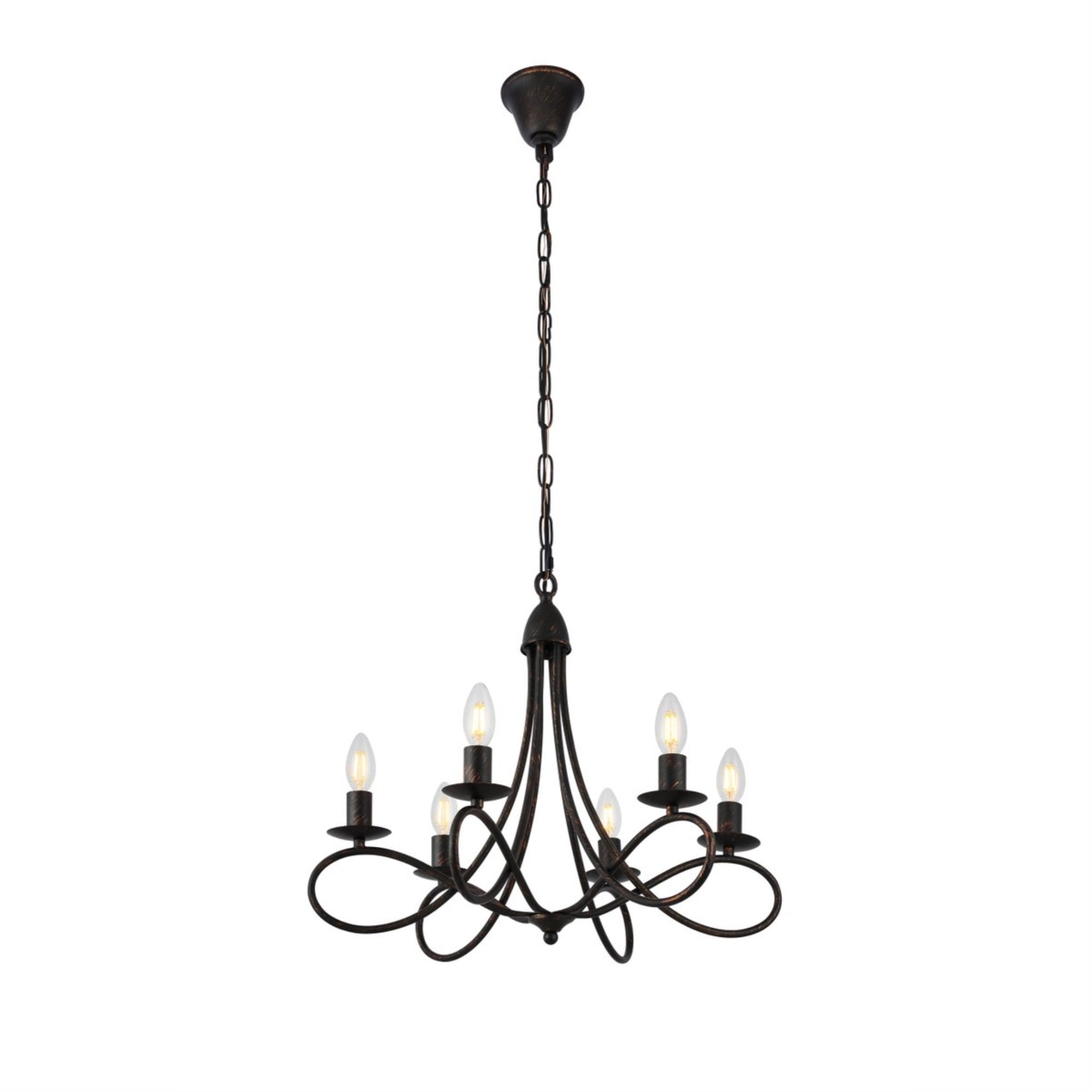 1452 Lyndon Collection Pendant Lamp D:24'' H:19'' Lt:6 Dark Bronze Finish