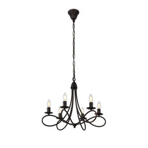 1452 Lyndon Collection Pendant Lamp D:24'' H:19'' Lt:6 Dark Bronze Finish