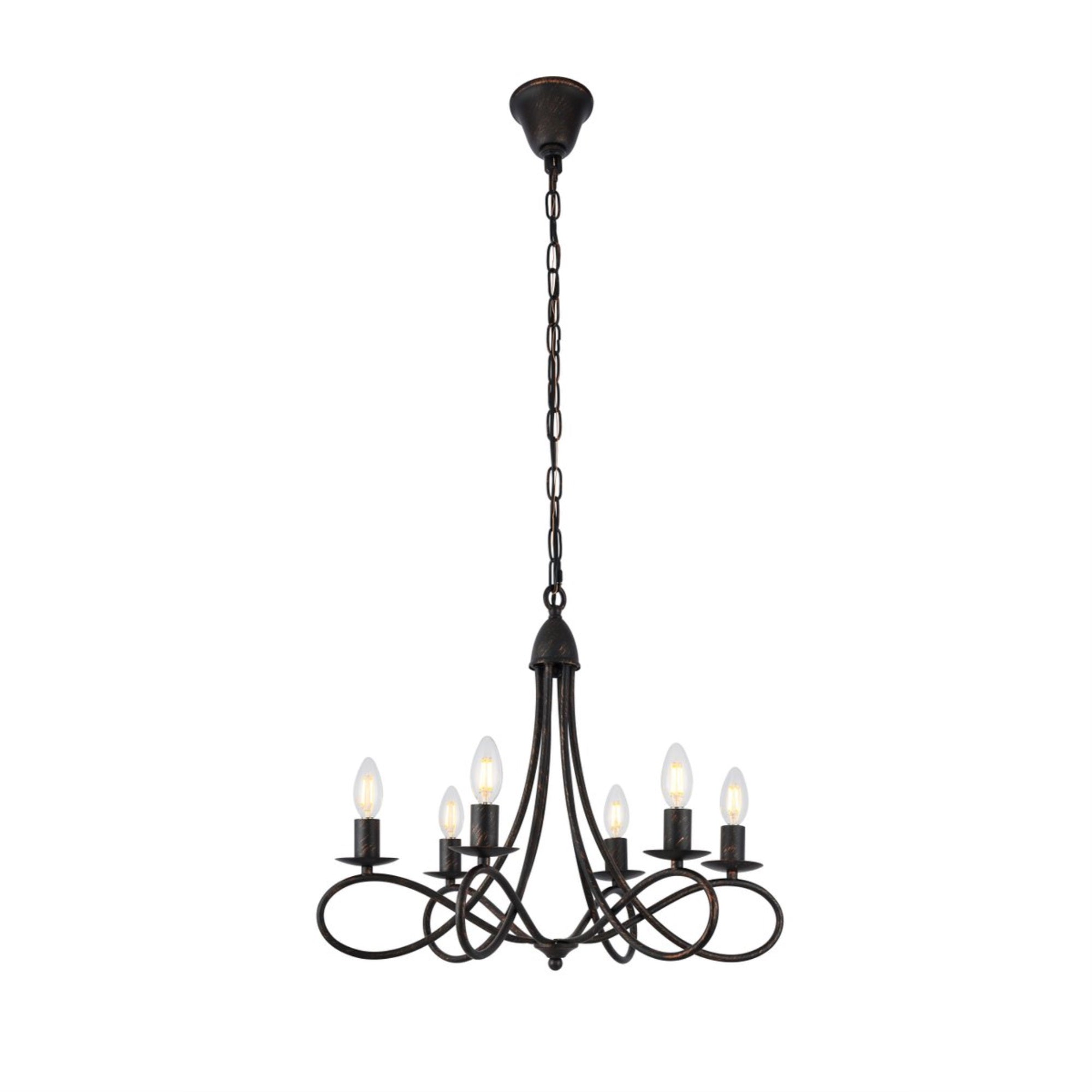 1452 Lyndon Collection Pendant Lamp D:24'' H:19'' Lt:6 Dark Bronze Finish