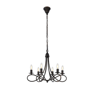 1452 Lyndon Collection Pendant Lamp D:24'' H:19'' Lt:6 Dark Bronze Finish