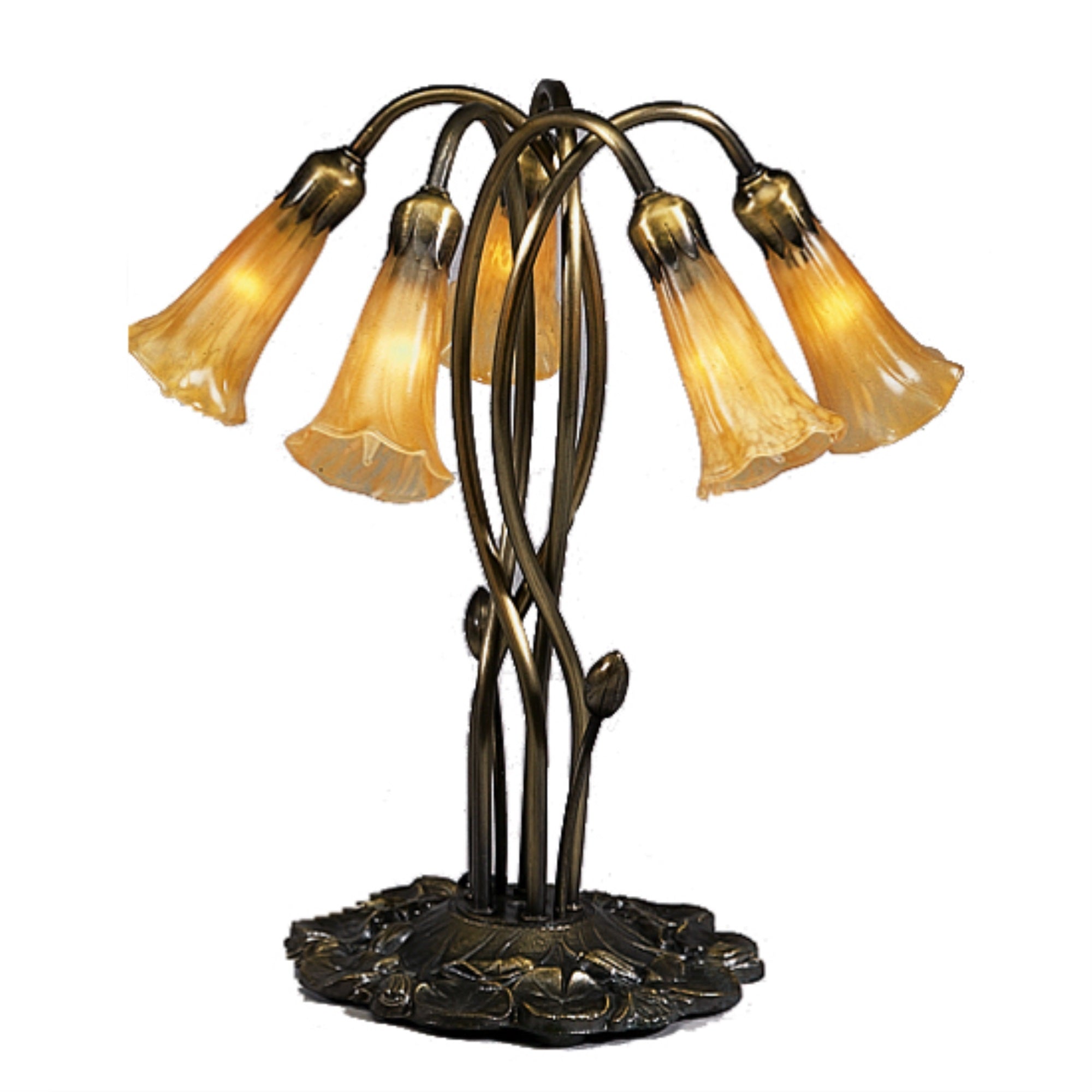 16.5H Amber Pond Lily 5 Lt Accent Lamp