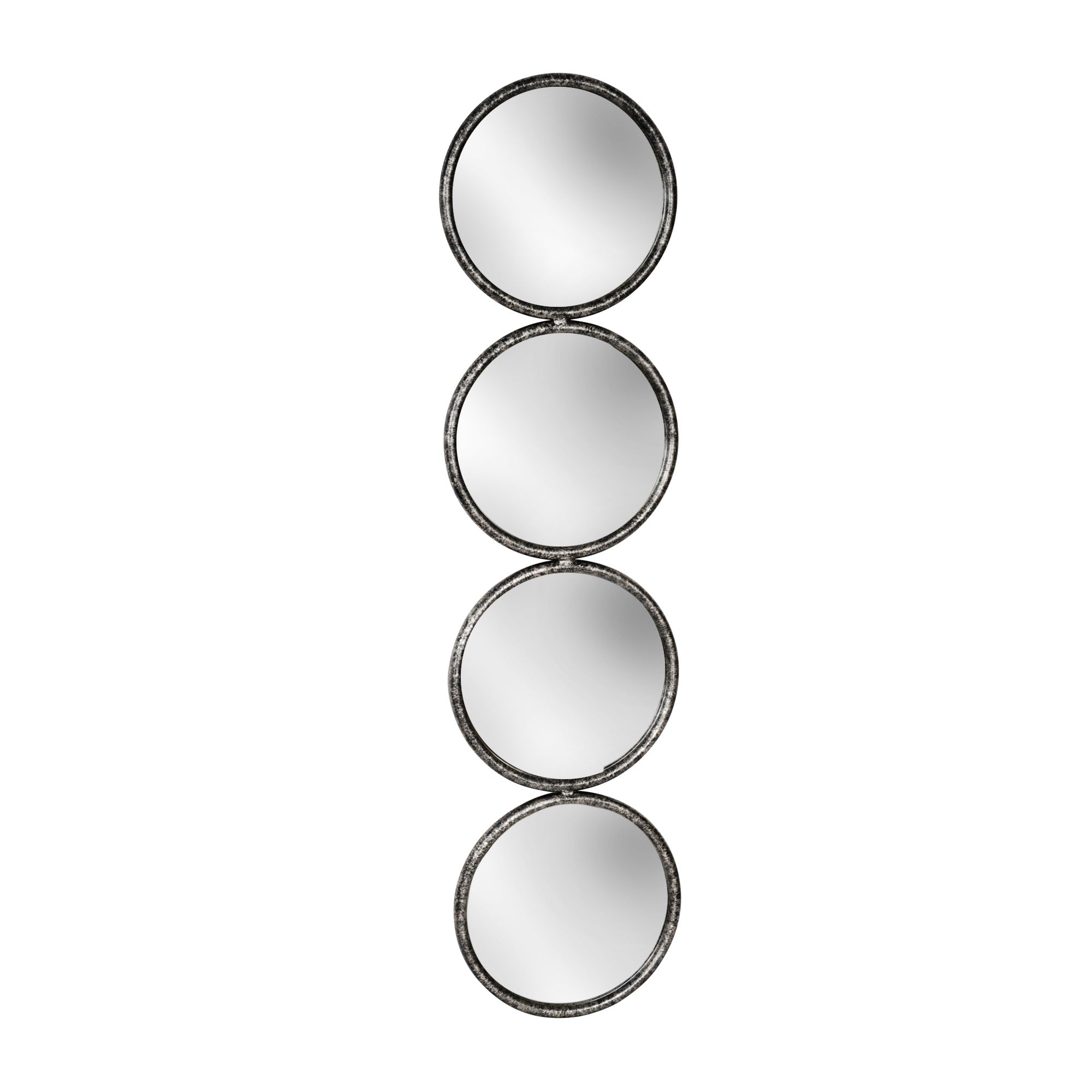 12''L 1''W 48''H Four Circle Black Iron Wall Mirror For Vertical Or Horizontal Hanging In Bathroom. Bedroom, Living Room, Or Ent