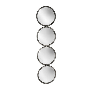 12''L 1''W 48''H Four Circle Black Iron Wall Mirror For Vertical Or Horizontal Hanging In Bathroom. Bedroom, Living Room, Or Ent