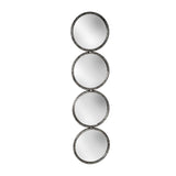 12''L 1''W 48''H Four Circle Black Iron Wall Mirror For Vertical Or Horizontal Hanging In Bathroom. Bedroom, Living Room, Or Ent