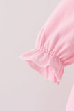 Pink Lil sister embroidery ruffle bubble