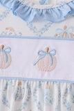 Blue pumpkin embroidery ruffle pants set