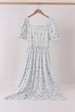 Blue pumpkin ruffle mom dress