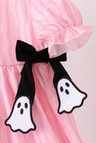 Pink ghost applique stripe dress