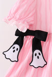 Pink ghost applique stripe pants set