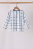 Blue plaid pocket top