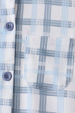 Blue plaid button down shirt