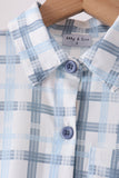 Blue plaid button down shirt