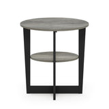 Furinno Jaya Oval End Table, French Oak Grey/Black