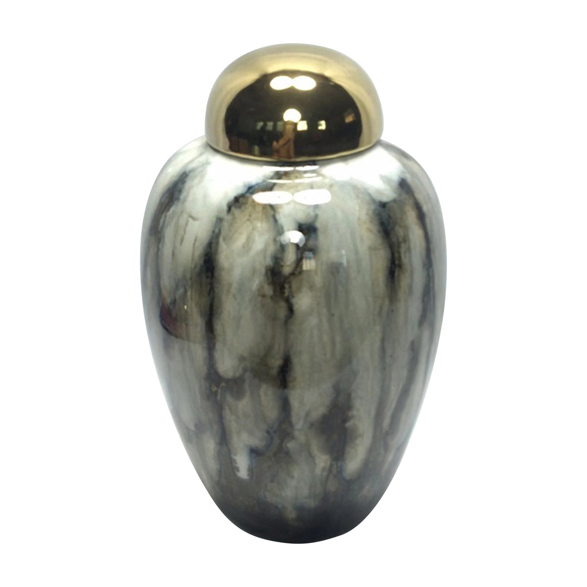 14''H Urn W/ Gold Lid, Multi
