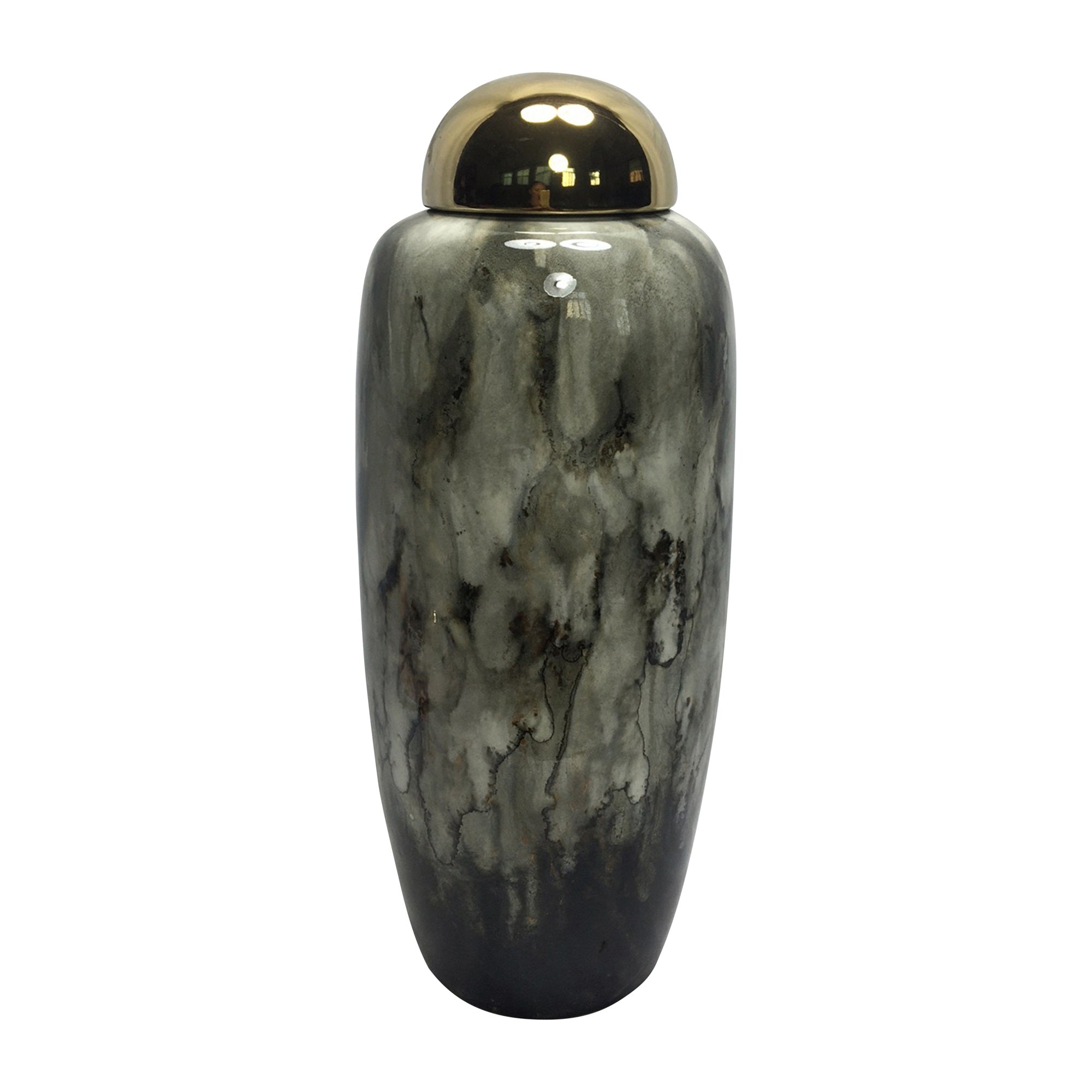 17''H Urn W/ Gold Lid, Multi