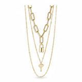 Key and Padlock Layered Necklace