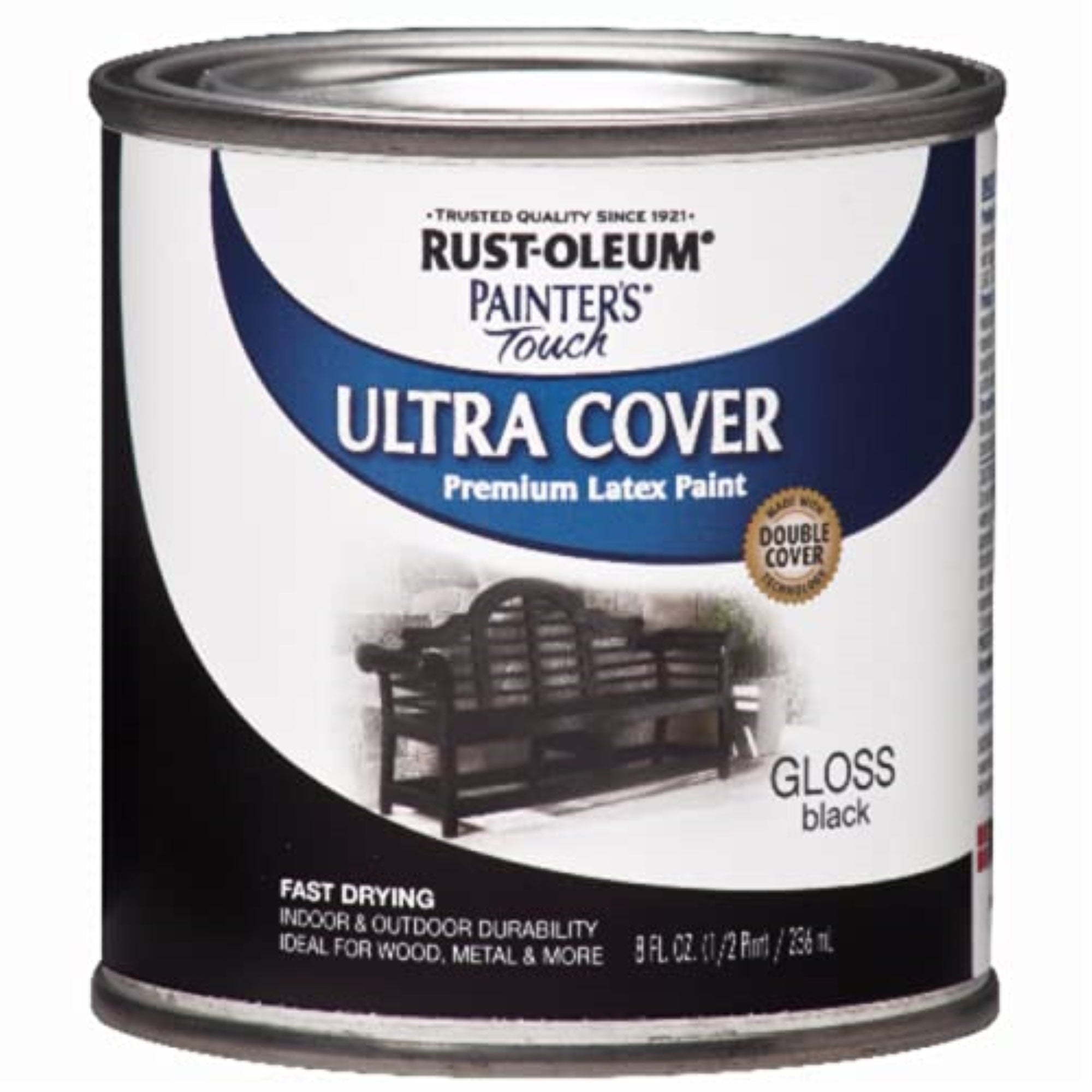1534361 Ultr Cvr Pnt Gls Bk .5Pt Rust-Oleum Painters Touch Ultra Cover Gloss Black Water-Based Ultra Cover Paint Exterior And In