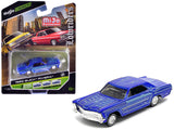 1965 Buick Riviera Candy Blue with Graphics Lowriders Maisto Design Series 1/64 Diecast Model Car by Maisto