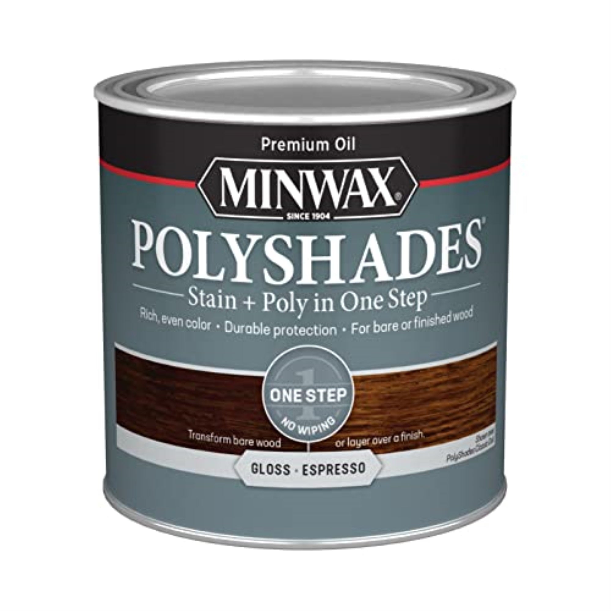 1560937 Polyshd Esp Gls .5Pt Minwax Polyshades Semi-Transparent Gloss Espresso Oil-Based Stain And Polyurethane Finish 0.5 Pt (P