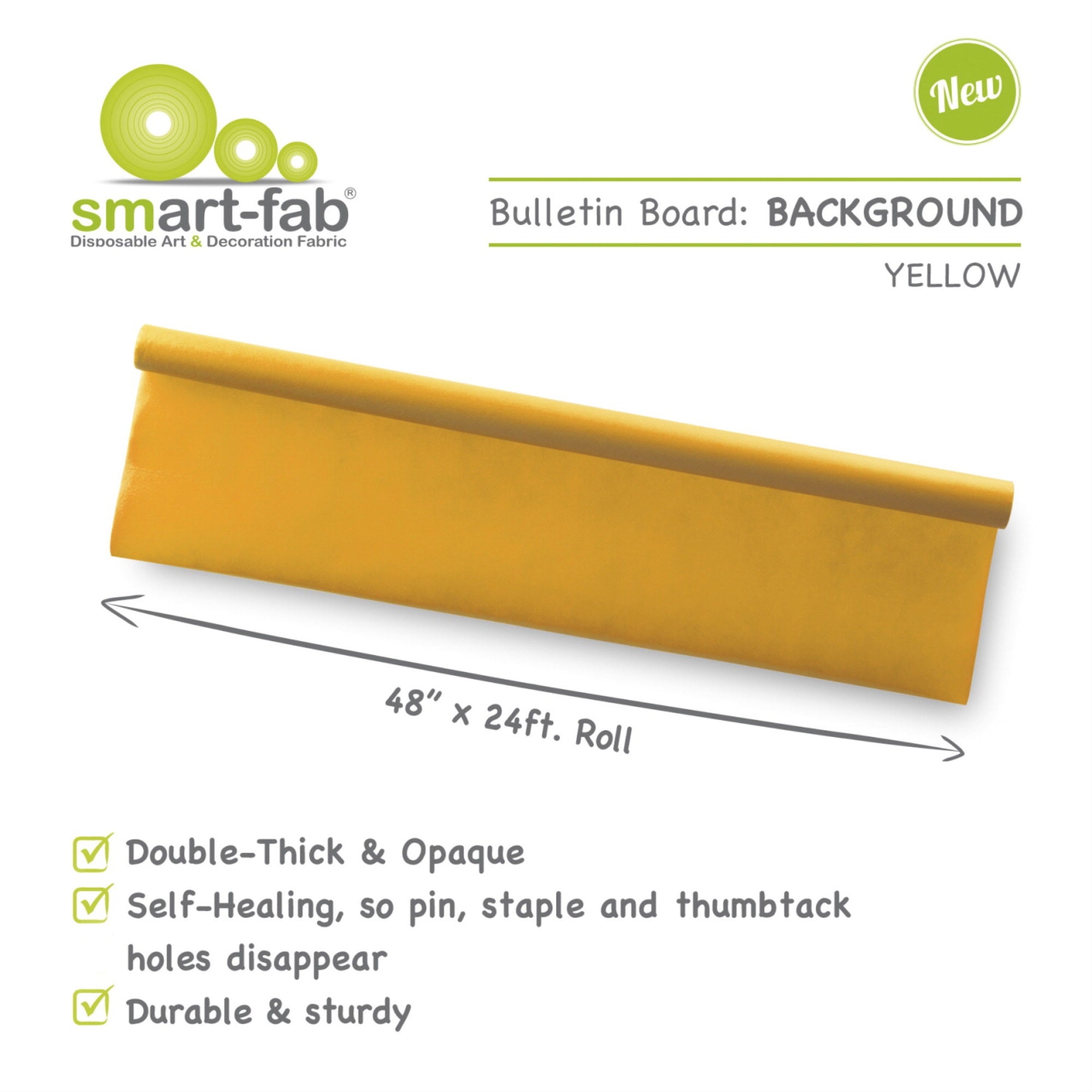 Smart-Fab Opaque Bulletin Board Background, 48 Inches X 24 Feet, Yellow