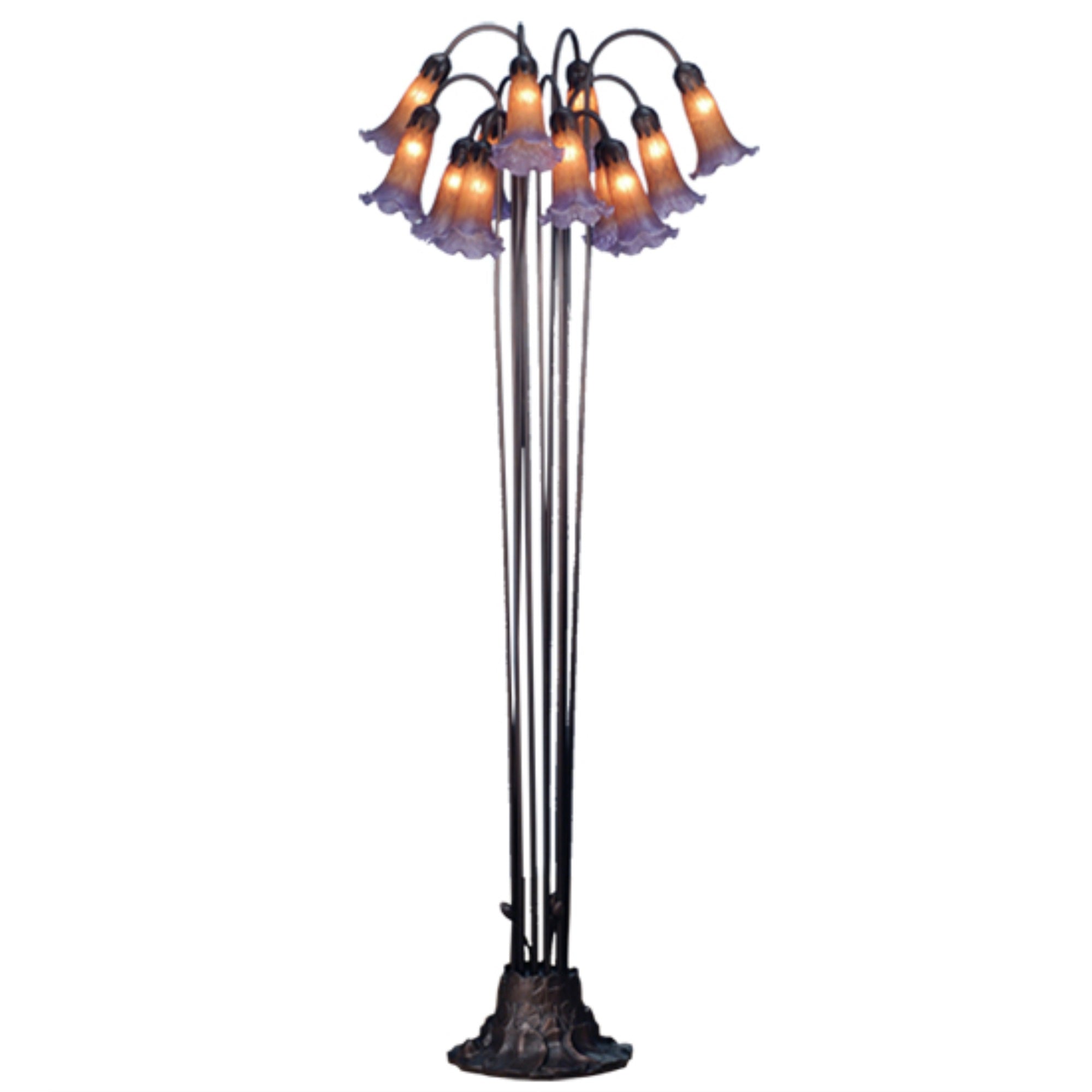 60H Amber/Purple Pond Lily 12 Lt Floor Lamp