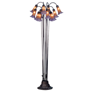 60H Amber/Purple Pond Lily 12 Lt Floor Lamp