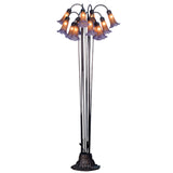 60H Amber/Purple Pond Lily 12 Lt Floor Lamp