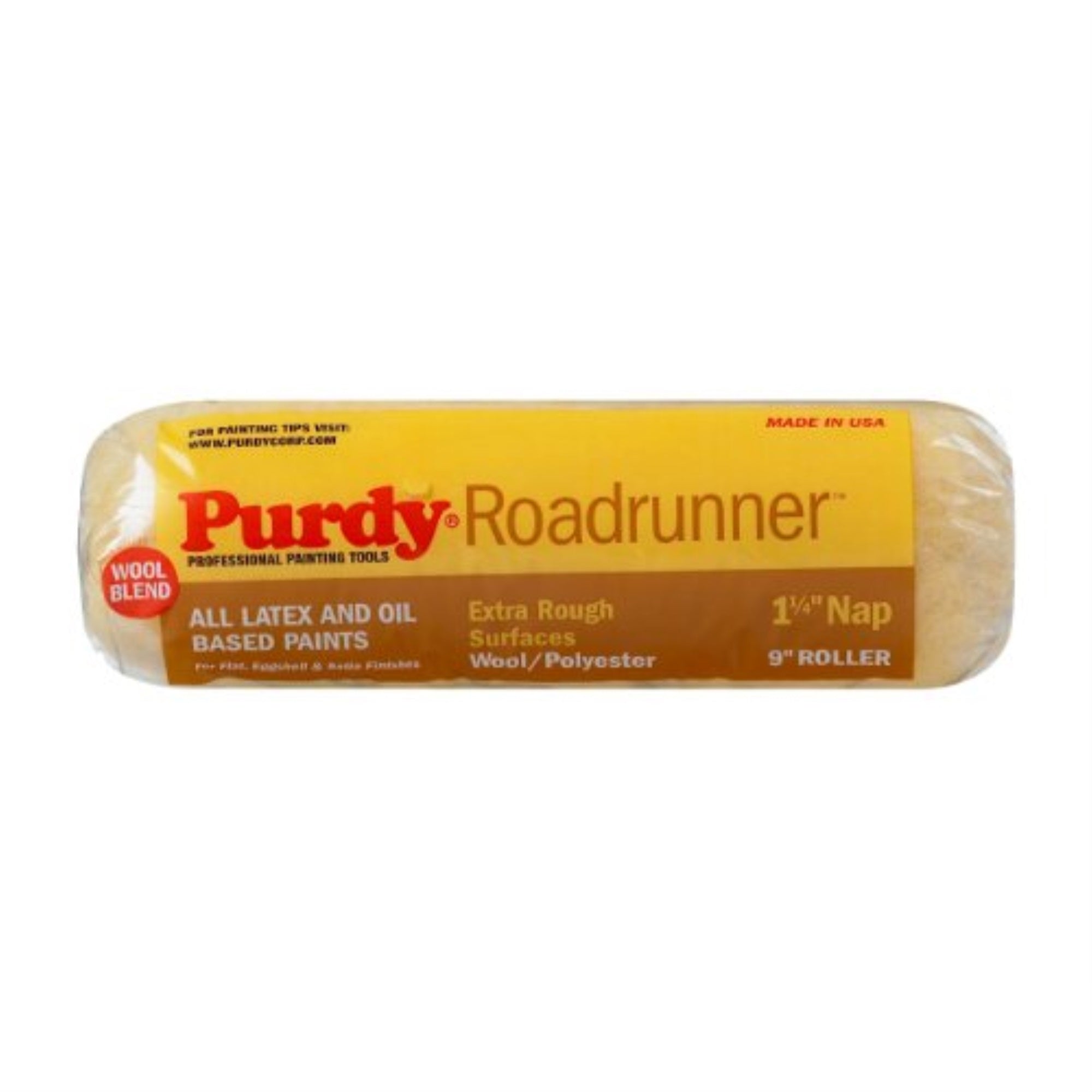 1662972 Rollr Covr Rdrnr 9X1-1/4 Purdy Roadrunner Polyester 9 In. W X 1-1/4 In. S Regular Paint Roller Cover (Pack Of 12)