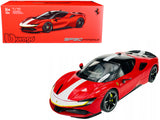 Ferrari SF90 Stradale Assetto Fiorano Red with White Stripes Signature Series 1/18 Diecast Model Car by Bburago