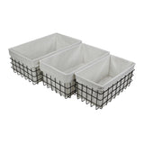 Esker Set Of 3 Lined Metal Wire Rectangular Baskets