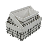 Esker Set Of 3 Lined Metal Wire Rectangular Baskets