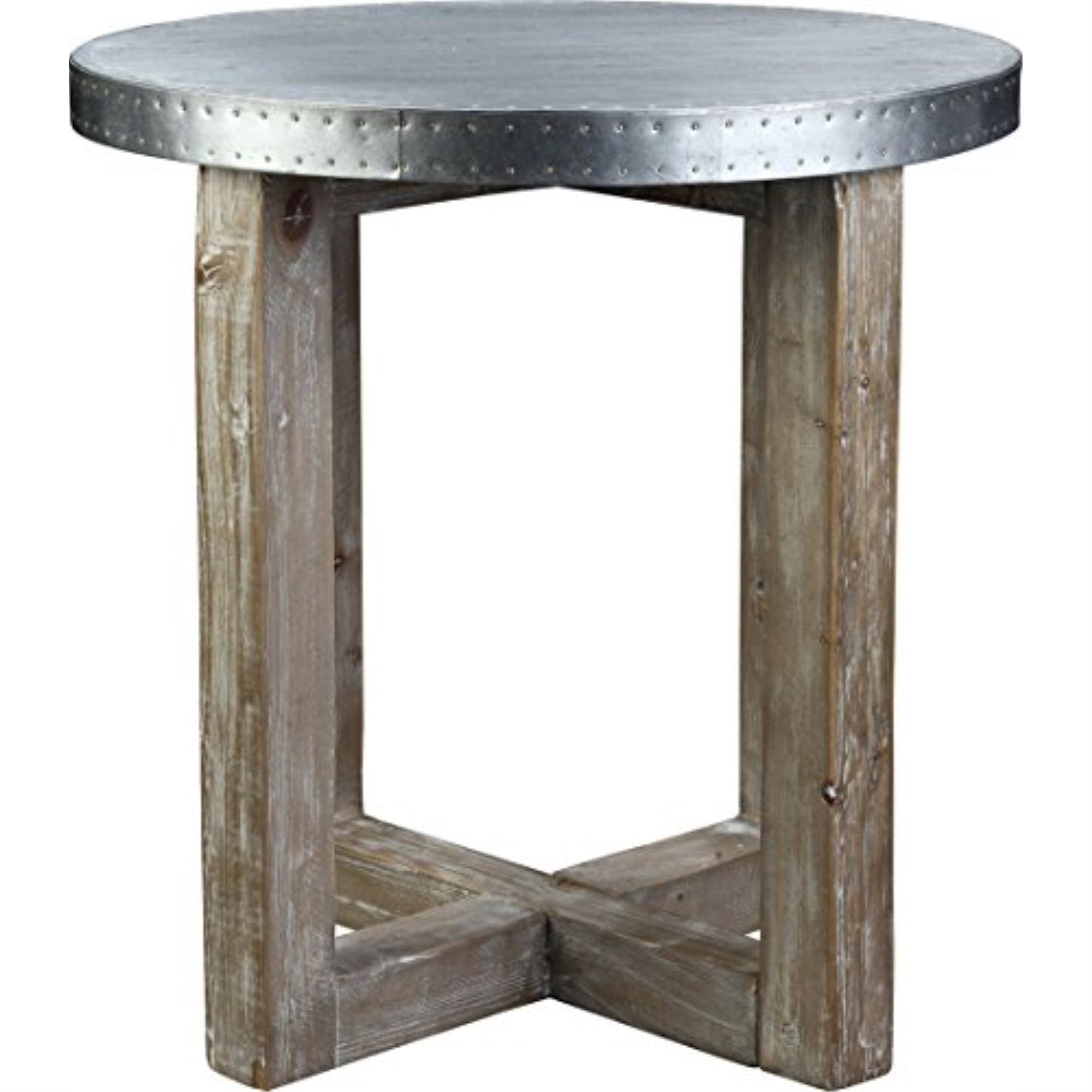 (Mh) Murray Side Table, Natural / Zinc Top